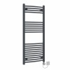 Fjord 1200 x 500mm Curved Anthracite Thermostatic Electric Heated Towel Rail with Chrome Terma Element