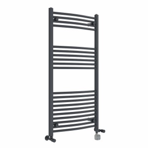 Fjord 1200 x 600mm Dual Fuel Curved Anthracite Thermostatic Bluetooth Electric Heated Towel Rail
