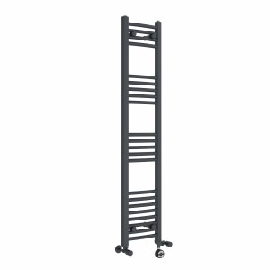 Fjord 1400 x 300mm Dual Fuel Curved Anthracite Thermostatic Electric Heated Towel Rail