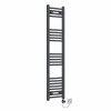 Fjord 1400 x 300mm Curved Anthracite Thermostatic Electric Heated Towel Rail with Black Terma Element