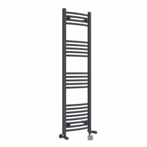 Fjord 1400 x 400mm Dual Fuel Curved Anthracite Thermostatic Bluetooth Electric Heated Towel Rail