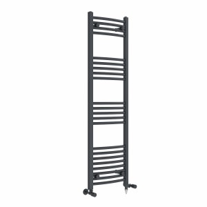 Fjord 1400 x 400mm Dual Fuel Curved Anthracite Electric Heated Towel Rail