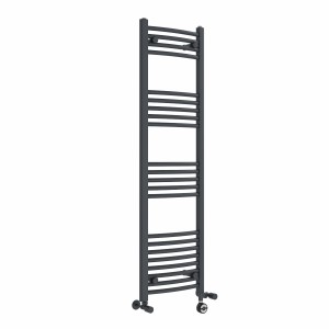 Fjord 1400 x 400mm Dual Fuel Curved Anthracite Thermostatic Electric Heated Towel Rail