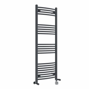 Fjord 1400 x 500mm Dual Fuel Curved Anthracite Thermostatic Bluetooth Electric Heated Towel Rail