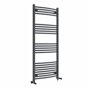 Fjord 1400 x 600mm Dual Fuel Curved Anthracite Electric Heated Towel Rail