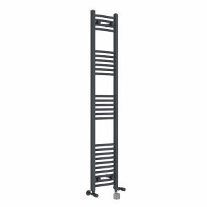 Fjord 1600 x 300mm Dual Fuel Curved Anthracite Thermostatic Bluetooth Electric Heated Towel Rail