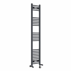 Fjord 1600 x 300mm Dual Fuel Curved Anthracite Thermostatic Electric Heated Towel Rail