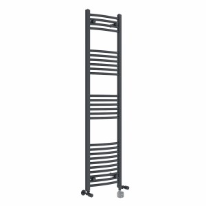 Fjord 1600 x 400mm Dual Fuel Curved Anthracite Thermostatic Bluetooth Electric Heated Towel Rail