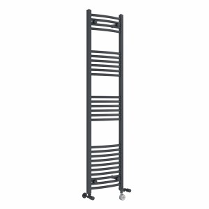 Fjord 1600 x 400mm Dual Fuel Curved Anthracite Thermostatic Electric Heated Towel Rail