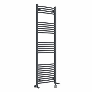 Fjord 1600 x 500mm Dual Fuel Curved Anthracite Thermostatic Bluetooth Electric Heated Towel Rail