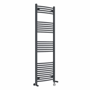 Fjord 1600 x 500mm Dual Fuel Curved Anthracite Thermostatic Electric Heated Towel Rail