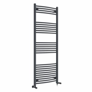 Fjord 1600 x 600mm Dual Fuel Curved Anthracite Electric Heated Towel Rail