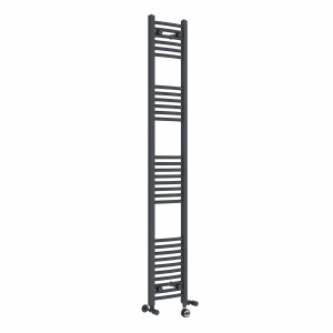 Fjord 1800 x 300mm Dual Fuel Curved Anthracite Thermostatic Electric Heated Towel Rail