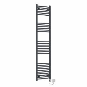 Fjord 1800 x 400mm Curved Anthracite Thermostatic Electric Heated Towel Rail with Chrome Terma Element