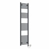 Fjord 1800 x 400mm Curved Anthracite Thermostatic Electric Heated Towel Rail with Black Terma Element
