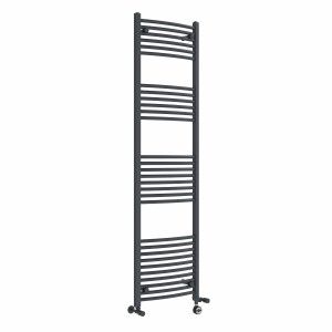 Fjord 1800 x 500mm Dual Fuel Curved Anthracite Thermostatic Electric Heated Towel Rail