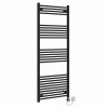 Bergen 1600 x 600mm Straight Black Thermostatic Electric Heated Towel Rail with Black Terma Element