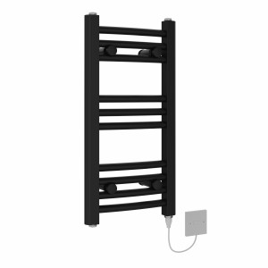 Fjord 600 x 300mm Black Curved Electric Heated Towel Rail