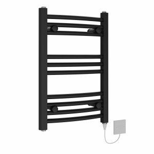 Fjord 600 x 400mm Black Curved Electric Heated Towel Rail