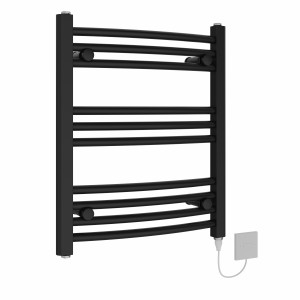 Fjord 600 x 500mm Black Curved Electric Heated Towel Rail