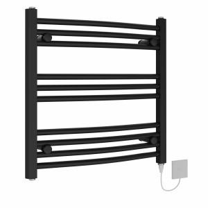 Fjord 600 x 600mm Black Curved Electric Heated Towel Rail