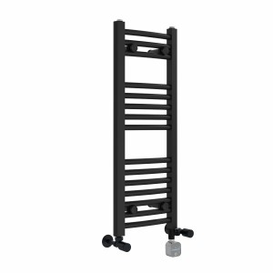 Fjord 800 x 300mm Dual Fuel Curved Black Thermostatic Bluetooth Electric Heated Towel Rail