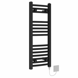 Fjord 800 x 300mm Black Curved Electric Heated Towel Rail