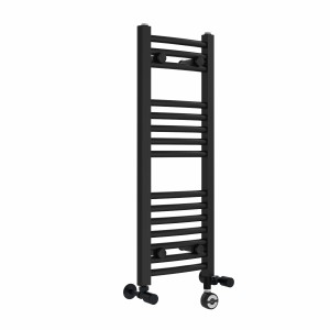 Fjord 800 x 300mm Dual Fuel Curved Black Thermostatic Electric Heated Towel Rail