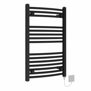 Fjord 800 x 500mm Black Curved Electric Heated Towel Rail