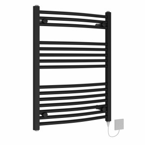 Fjord 800 x 600mm Black Curved Electric Heated Towel Rail