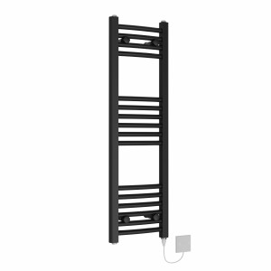 Fjord 1000 x 300mm Black Curved Electric Heated Towel Rail