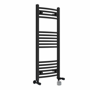 Fjord 1000 x 400mm Dual Fuel Curved Black Thermostatic Bluetooth Electric Heated Towel Rail