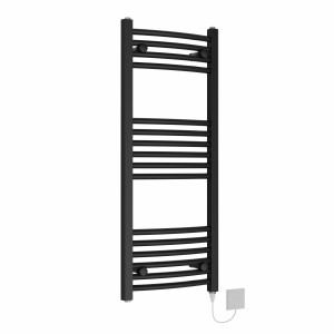 Fjord 1000 x 400mm Black Curved Electric Heated Towel Rail