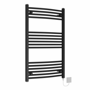 Fjord 1000 x 600mm Black Curved Electric Heated Towel Rail