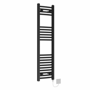 Fjord 1200 x 300mm Black Curved Electric Heated Towel Rail
