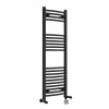 Fjord 1200 x 400mm Dual Fuel Curved Black Thermostatic Bluetooth Electric Heated Towel Rail