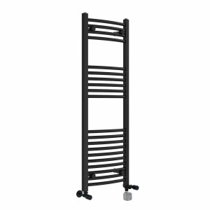 Fjord 1200 x 400mm Dual Fuel Curved Black Thermostatic Bluetooth Electric Heated Towel Rail