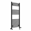 Fjord 1200 x 500mm Dual Fuel Curved Black Thermostatic Bluetooth Electric Heated Towel Rail