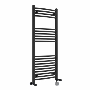 Fjord 1200 x 500mm Dual Fuel Curved Black Thermostatic Bluetooth Electric Heated Towel Rail