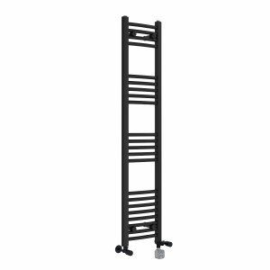 Fjord 1400 x 300mm Dual Fuel Curved Black Thermostatic Bluetooth Electric Heated Towel Rail