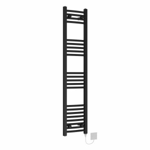Fjord 1400 x 300mm Black Curved Electric Heated Towel Rail