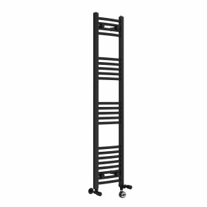 Fjord 1400 x 300mm Dual Fuel Curved Black Thermostatic Electric Heated Towel Rail