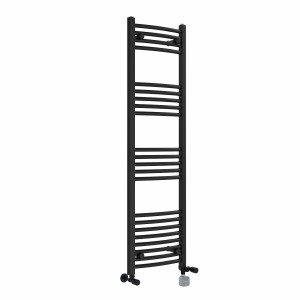 Fjord 1400 x 400mm Dual Fuel Curved Black Thermostatic Bluetooth Electric Heated Towel Rail