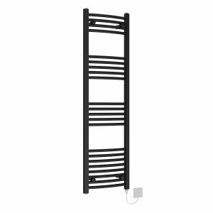 Fjord 1400 x 400mm Black Curved Electric Heated Towel Rail