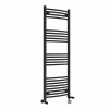 Fjord 1400 x 500mm Dual Fuel Curved Black Thermostatic Bluetooth Electric Heated Towel Rail