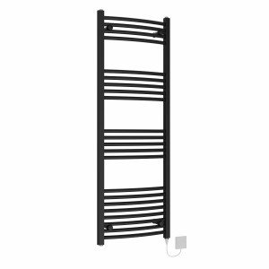 Fjord 1400 x 500mm Black Curved Electric Heated Towel Rail