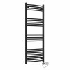 Fjord 1400 x 500mm Curved Black Thermostatic Electric Heated Towel Rail with Black Terma Element