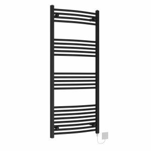 Fjord 1400 x 600mm Black Curved Electric Heated Towel Rail