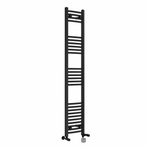 Fjord 1600 x 300mm Dual Fuel Curved Black Thermostatic Bluetooth Electric Heated Towel Rail