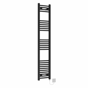 Fjord 1600 x 300mm Black Curved Electric Heated Towel Rail